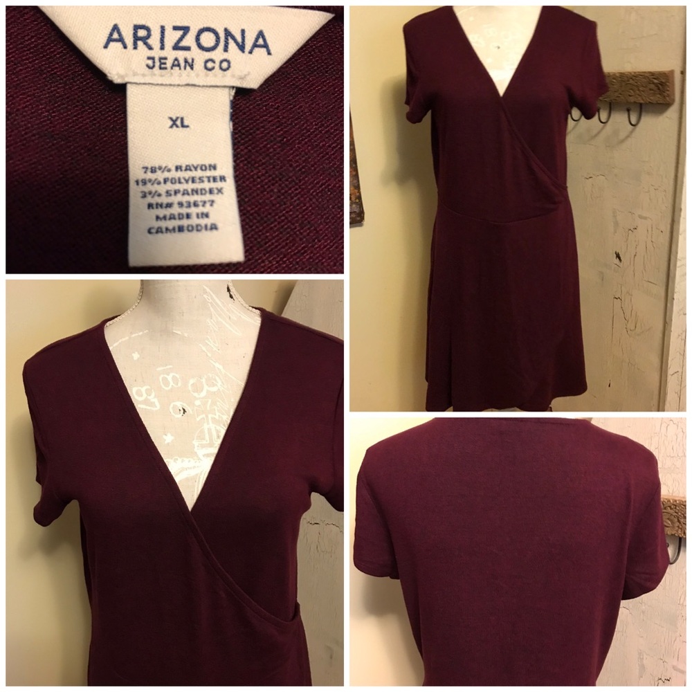 Burgundy faux wrap dress. NWOT